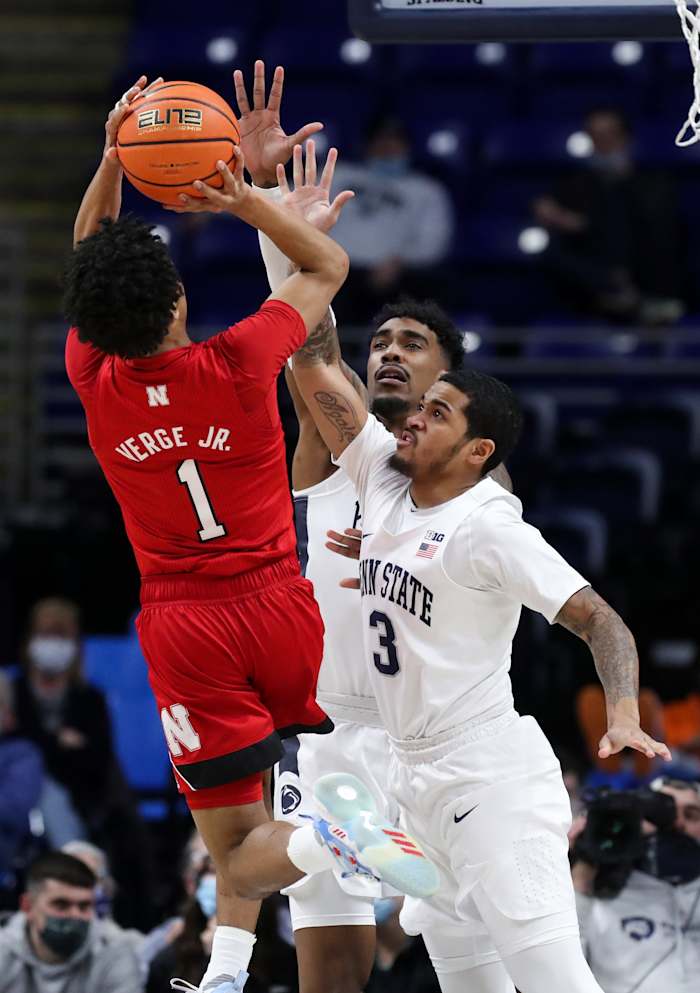 USATSI_17782793 Alonzo Verge Jr. vs Penn State MBB 2022.02.27